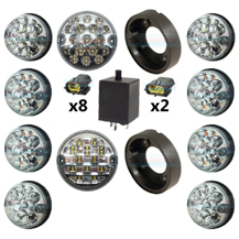 Land Rover Defender Clear 10 LED Lamp/Light Complete Upgrade Kit RDX/Wipac